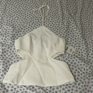 white zara cut out halter top xs NWT